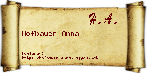 Hofbauer Anna névjegykártya
